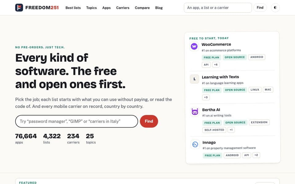 Freedom251 home page