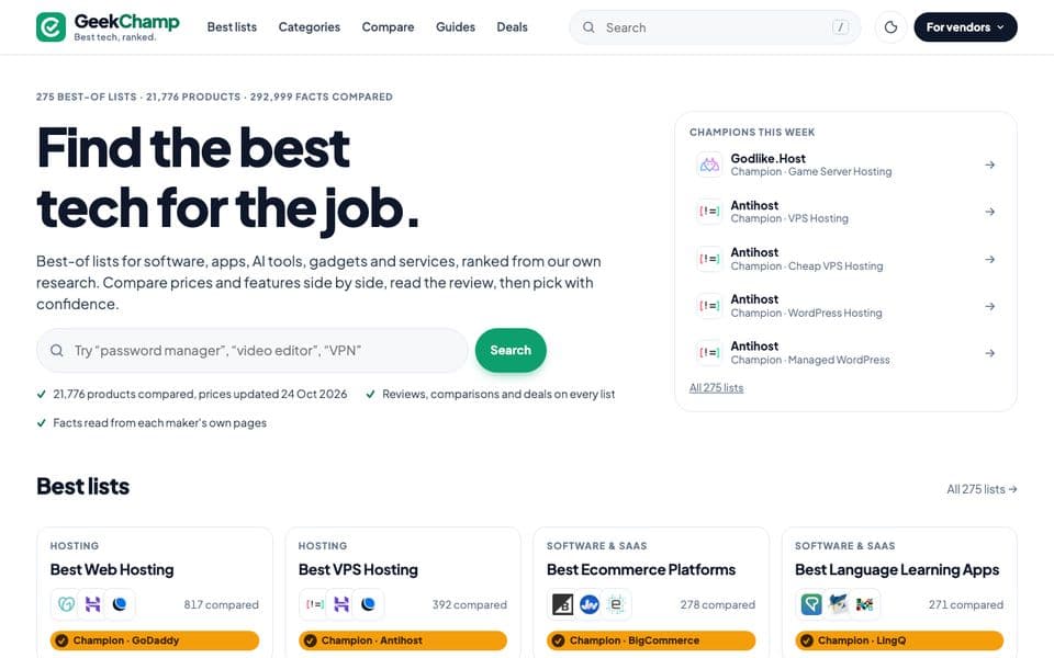 GeekChamp home page