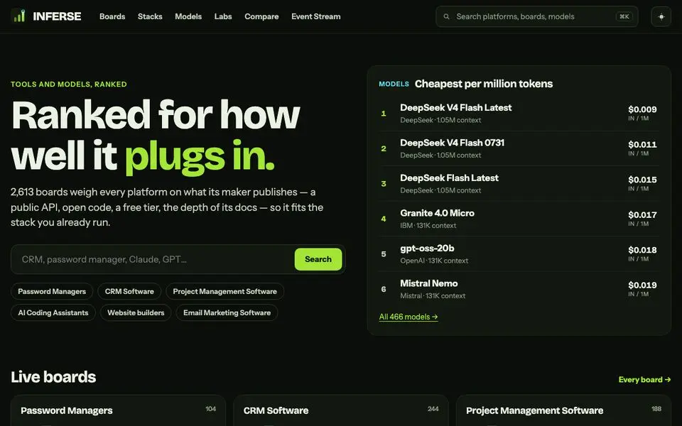 Inferse home page
