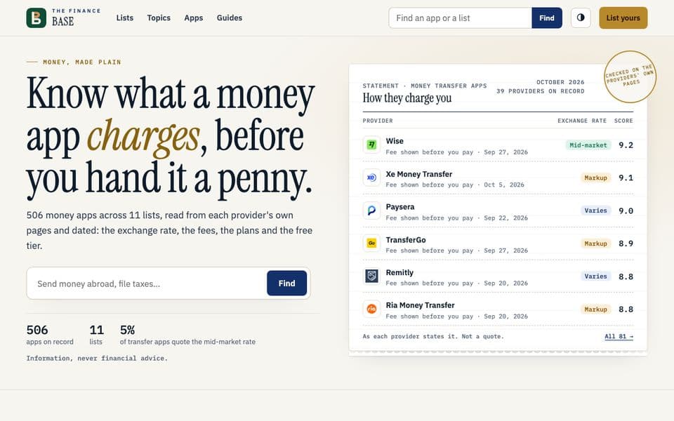 The Finance Base home page