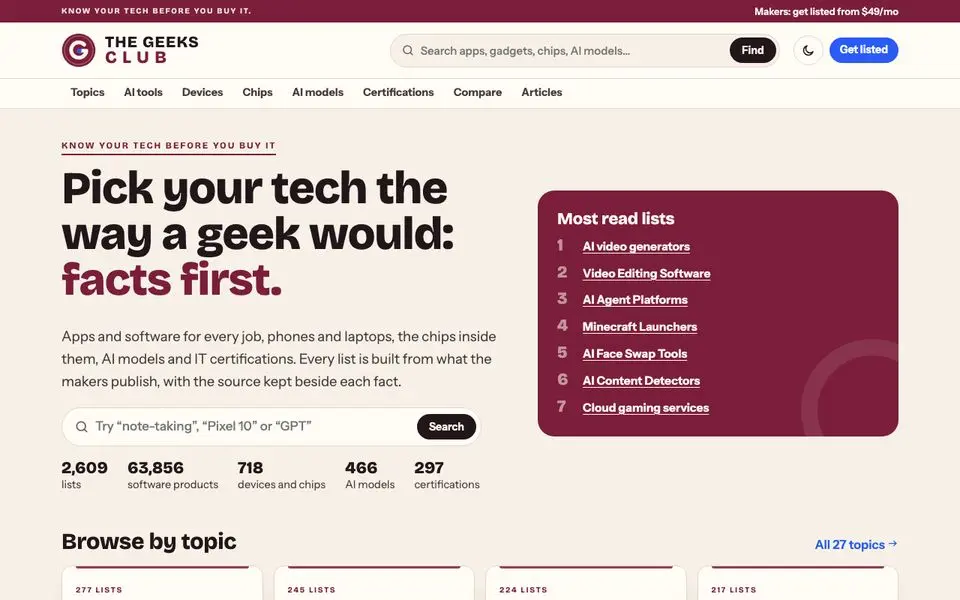 The Geeks Club home page