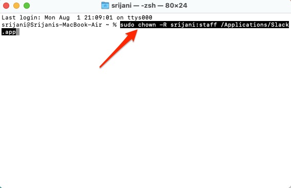 Change Slack Ownership on Mac