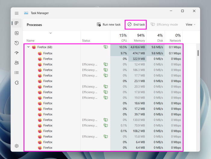 End Firefox Processes