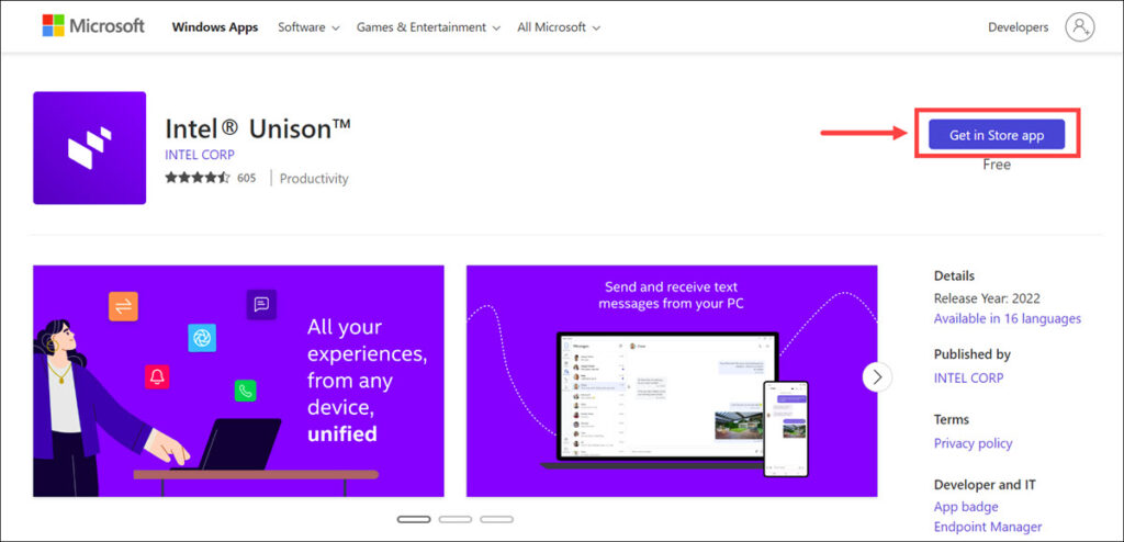 get in store app button