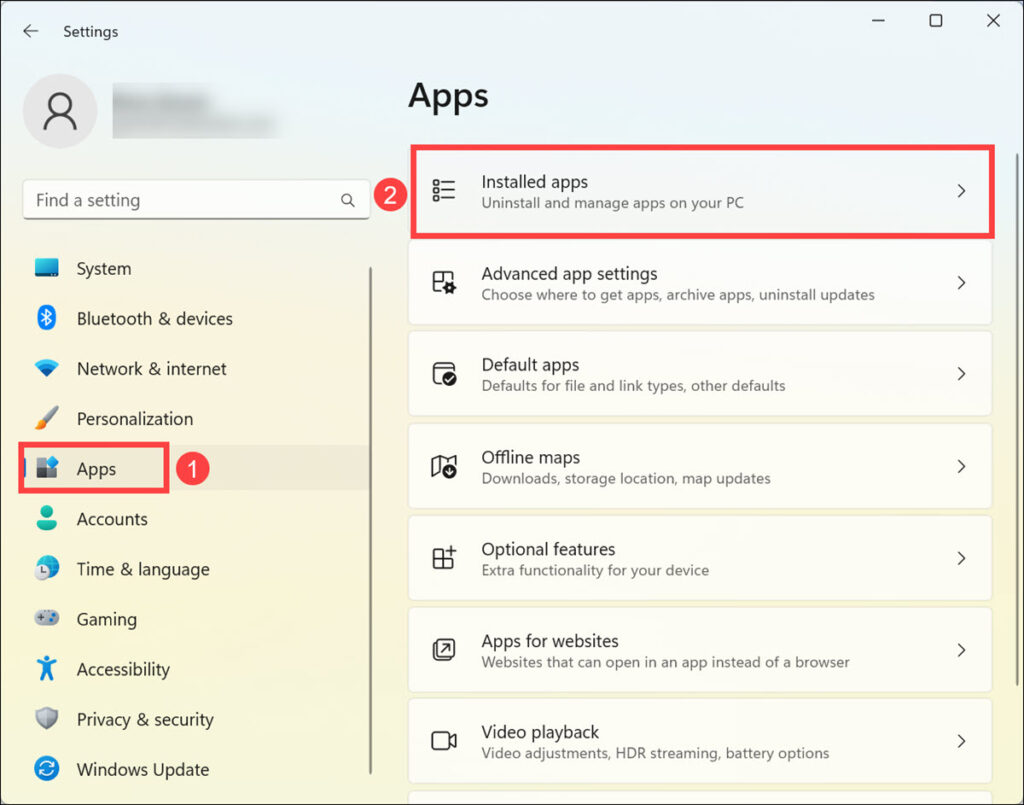 installed apps windows 11