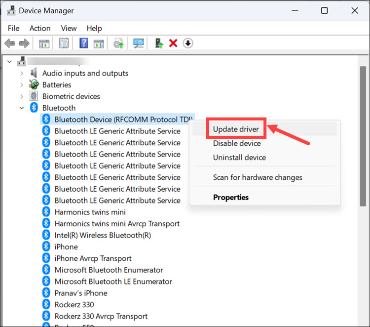 update bluetooth drivers