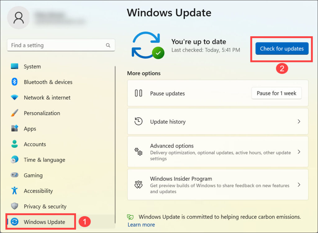 windows 11 check for updates
